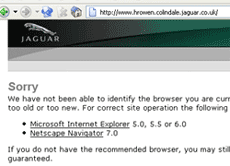 Jaguar cars website didn't work with my browser